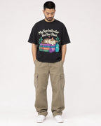 Mockup Boxy Heavyweight Tee Black male full-body 32