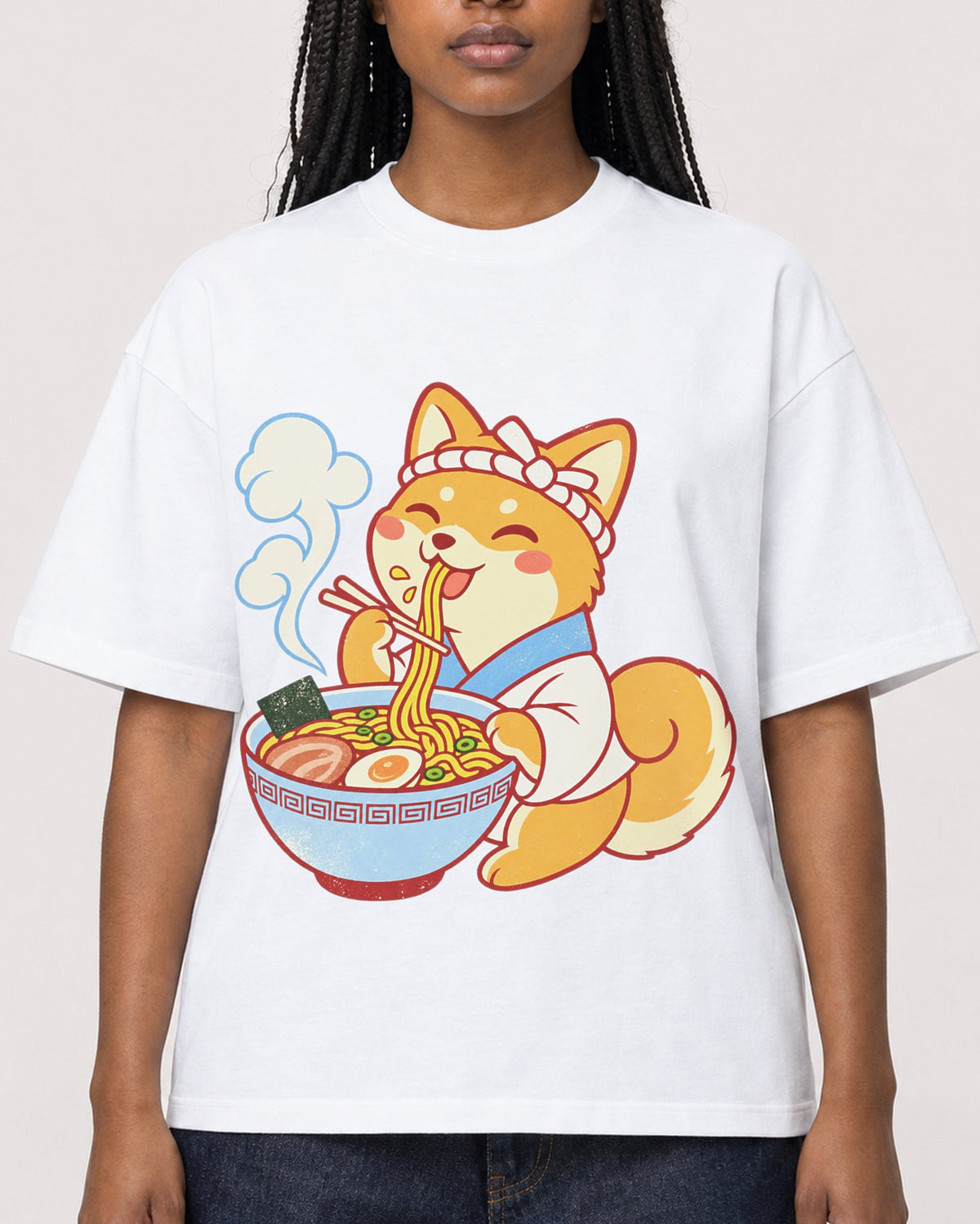 Mockup Boxy Heavyweight Tee White female close-up 04