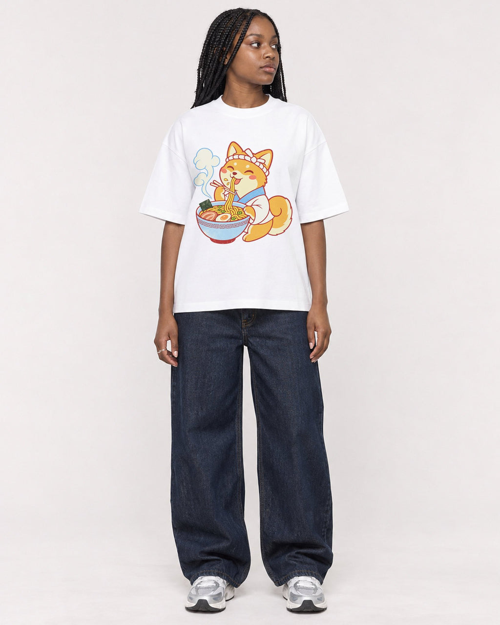 Mockup Boxy Heavyweight Tee White female full-body 04