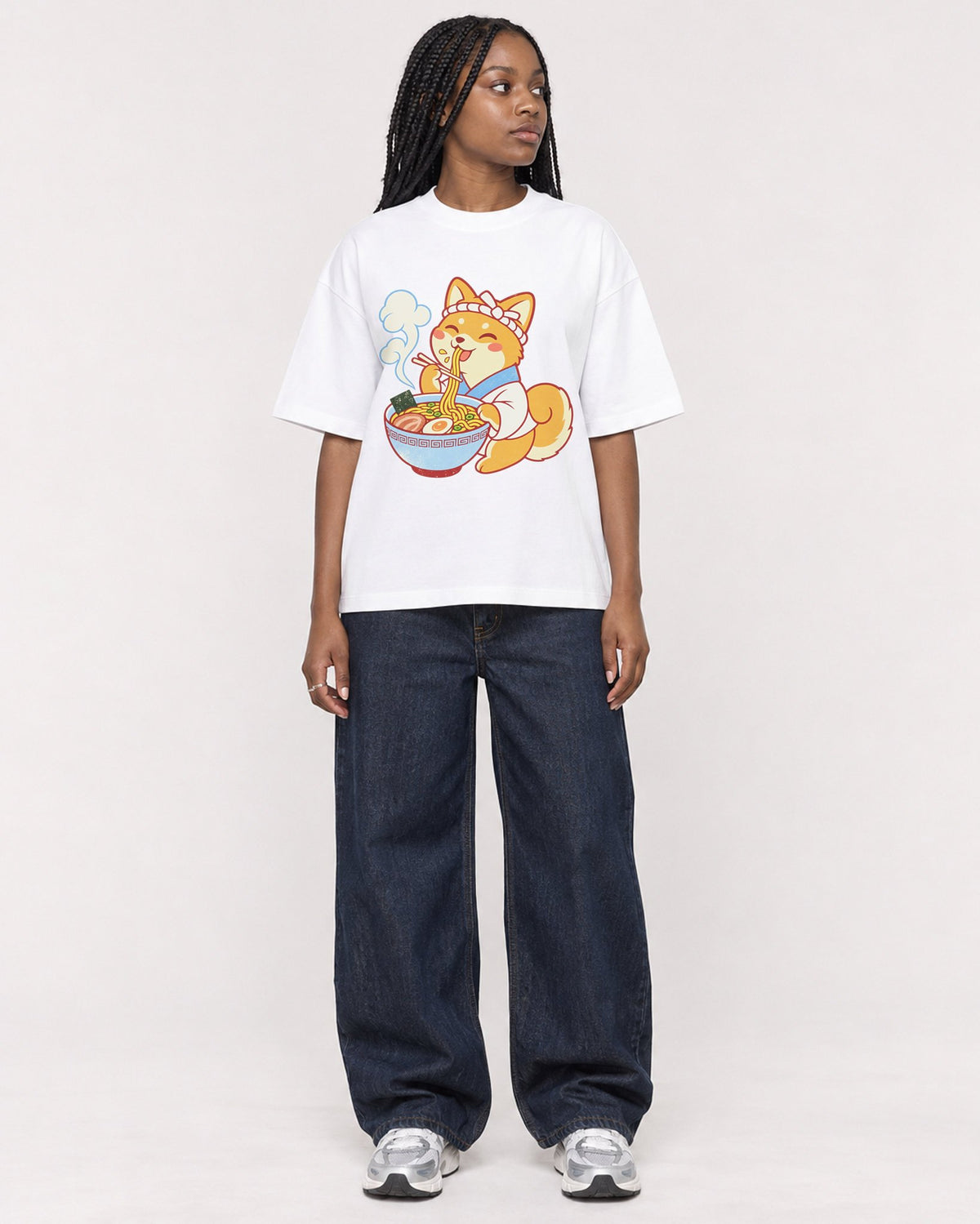 Mockup Boxy Heavyweight Tee White female full-body 04