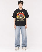 Mockup Boxy Heavyweight Tee Black male full-body 01