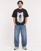 Mockup Boxy Heavyweight Tee Black male full-body 02