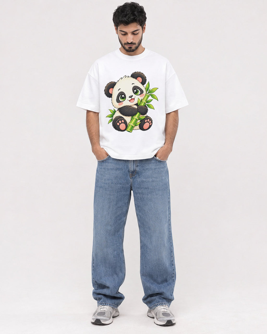 Mockup Boxy Heavyweight Tee White male full-body 07