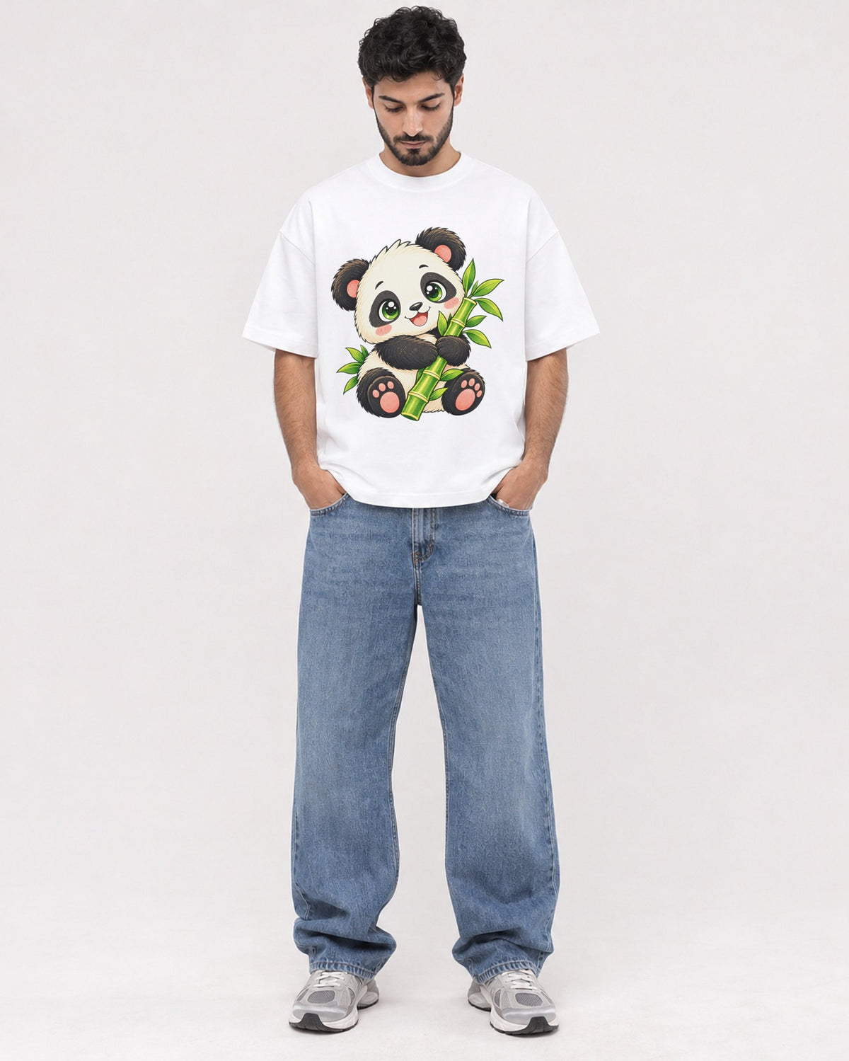 Mockup Boxy Heavyweight Tee White male full-body 07