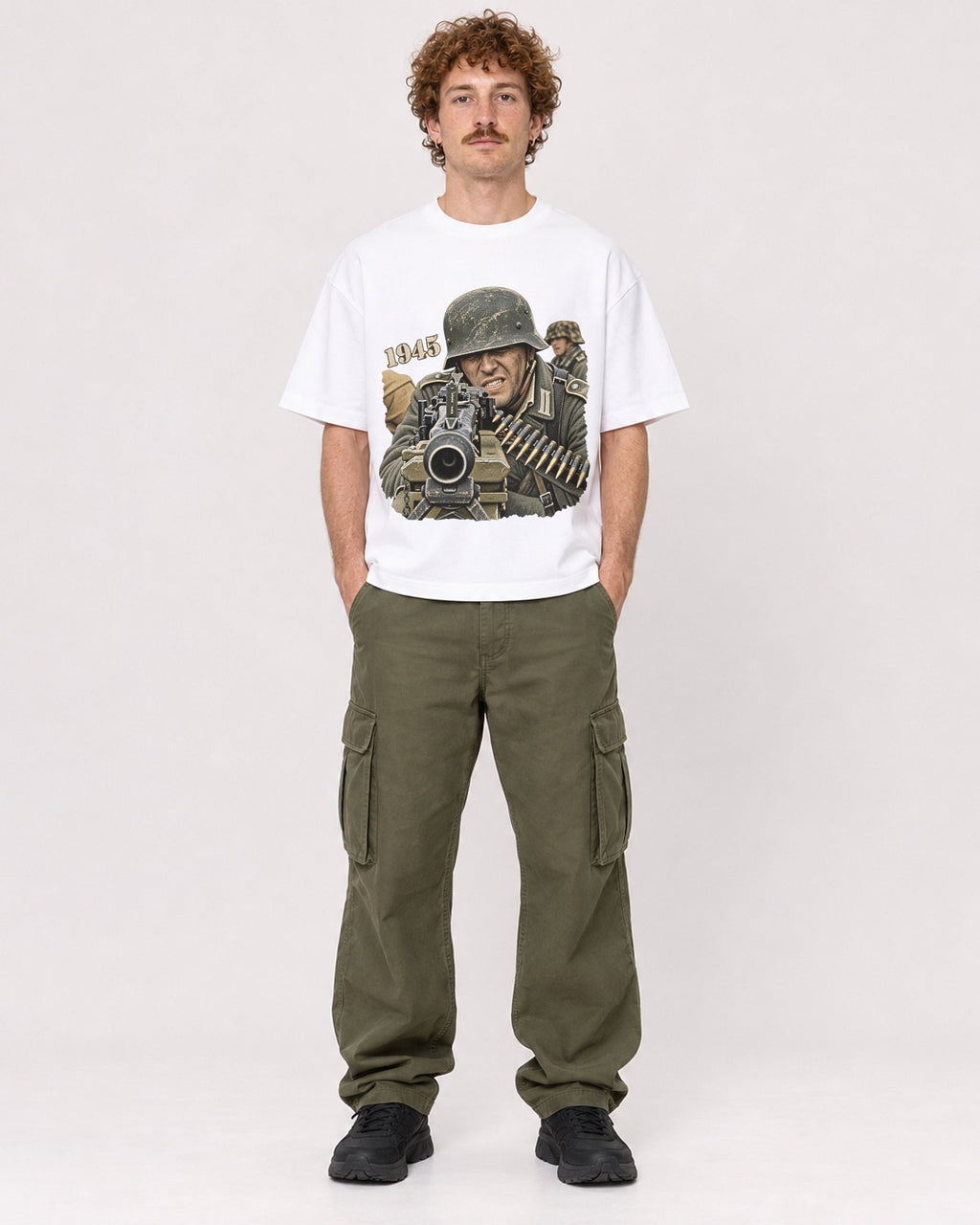 Mockup Boxy Heavyweight Tee White male full-body 09