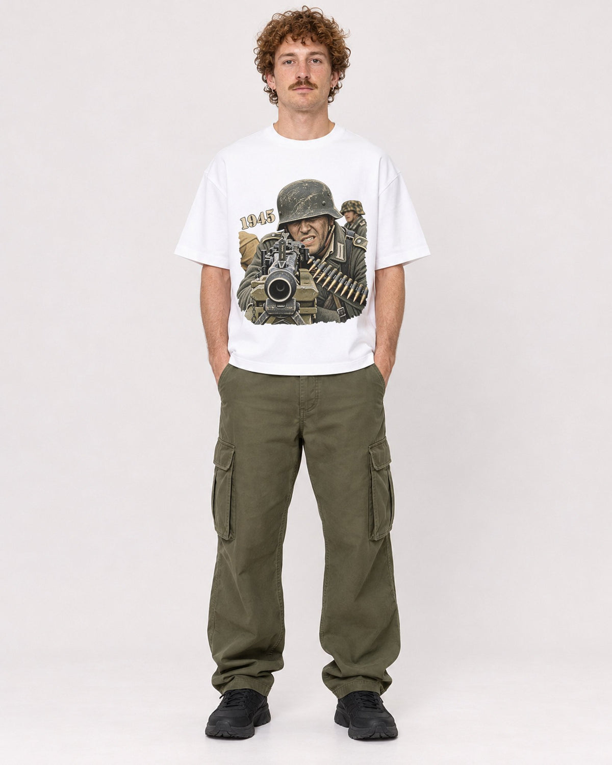 Mockup Boxy Heavyweight Tee White male full-body 09