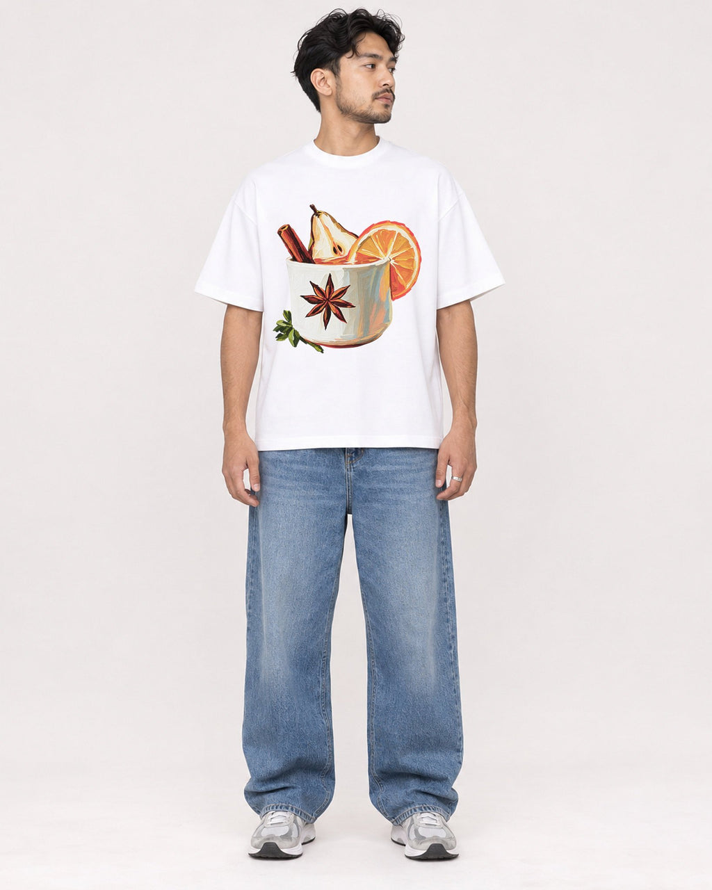 Mockup Boxy Heavyweight Tee White male full-body 02