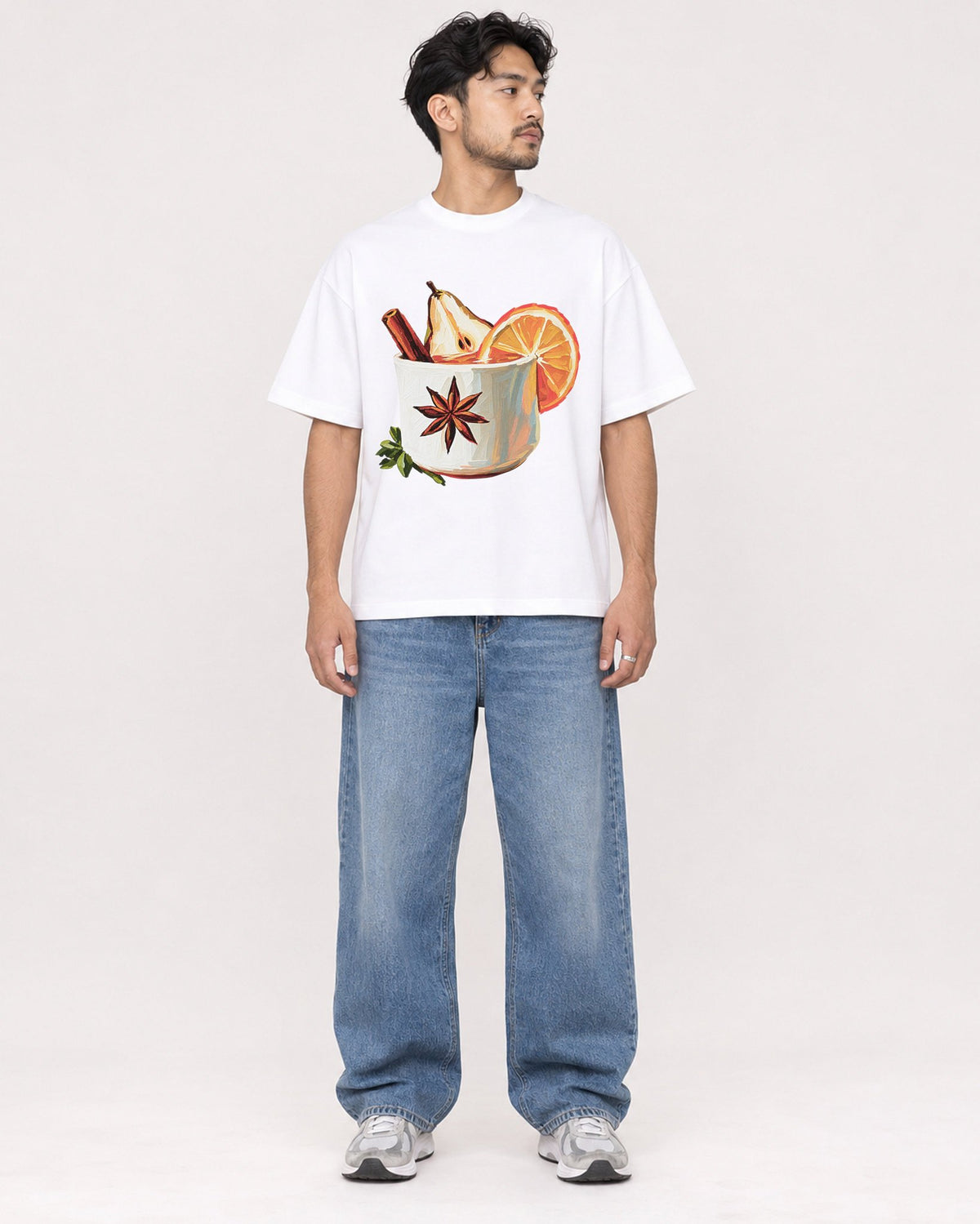 Mockup Boxy Heavyweight Tee White male full-body 02