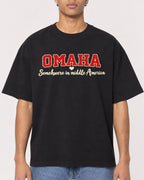 Mockup Boxy Heavyweight Tee Black male close-up 10