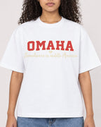 Mockup Boxy Heavyweight Tee White female close-up 10