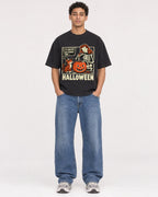 Mockup Boxy Heavyweight Tee Black male full-body 10