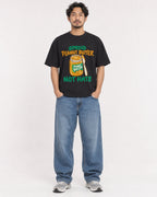 Mockup Boxy Heavyweight Tee Black male full-body 02