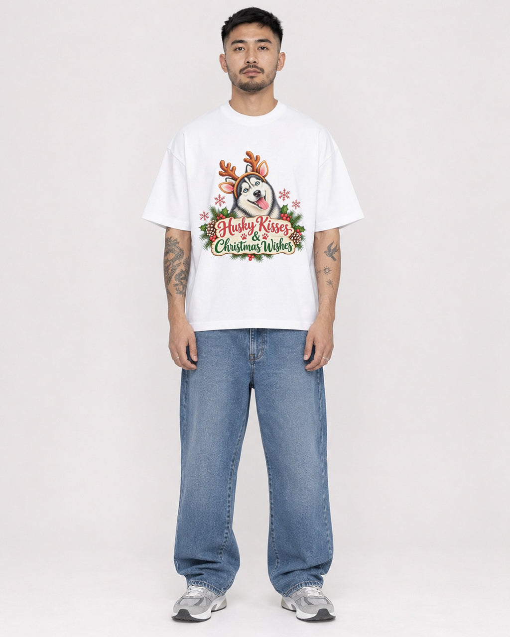 Mockup Boxy Heavyweight Tee White male full-body 12