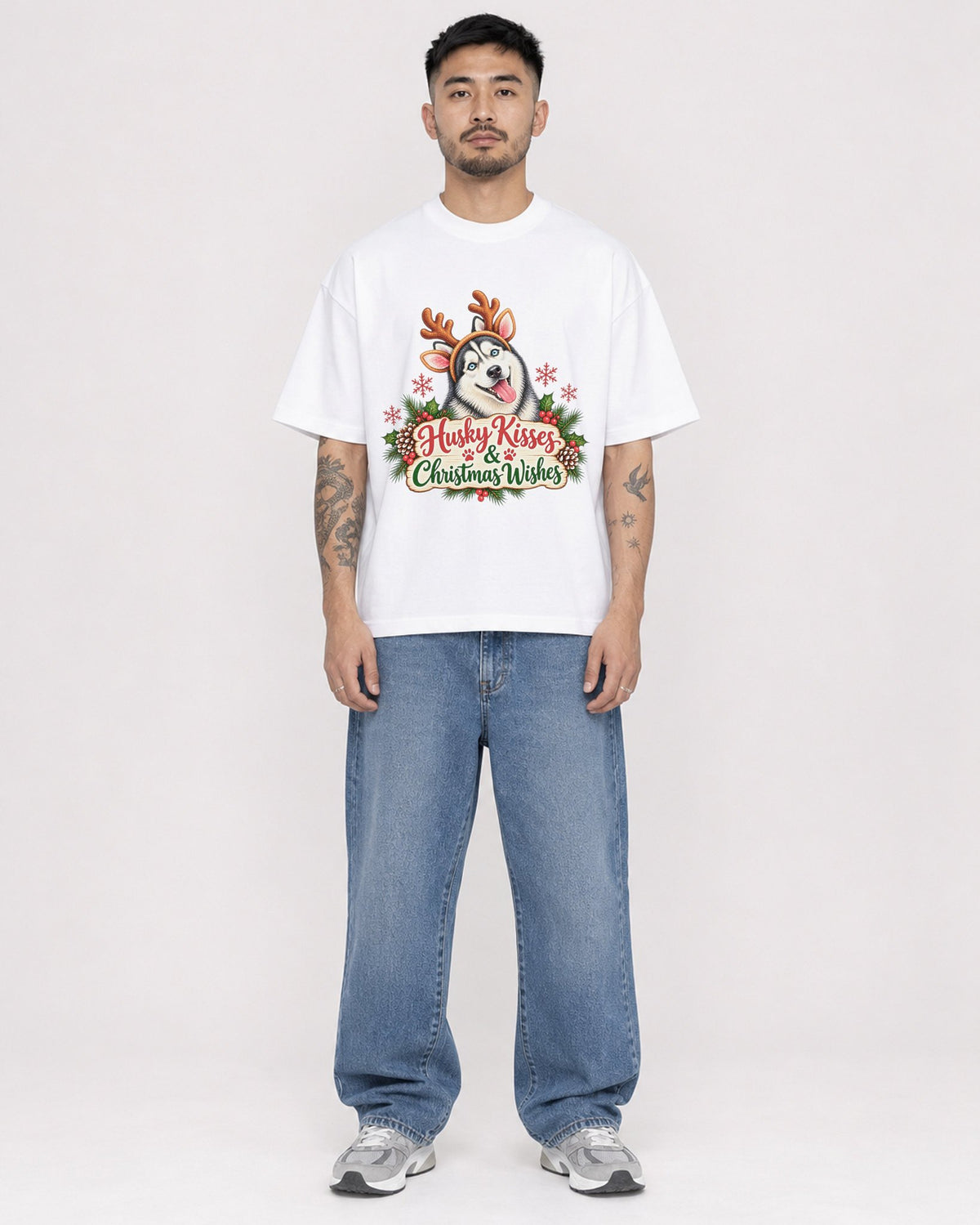 Mockup Boxy Heavyweight Tee White male full-body 12