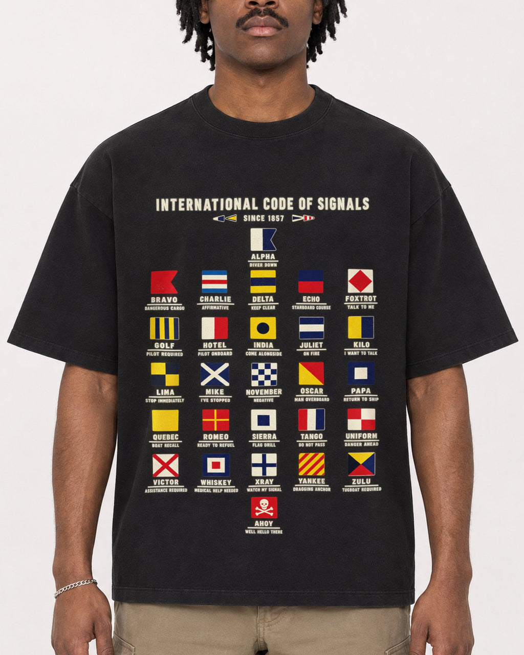 Mockup Boxy Heavyweight Tee Black male close-up 04