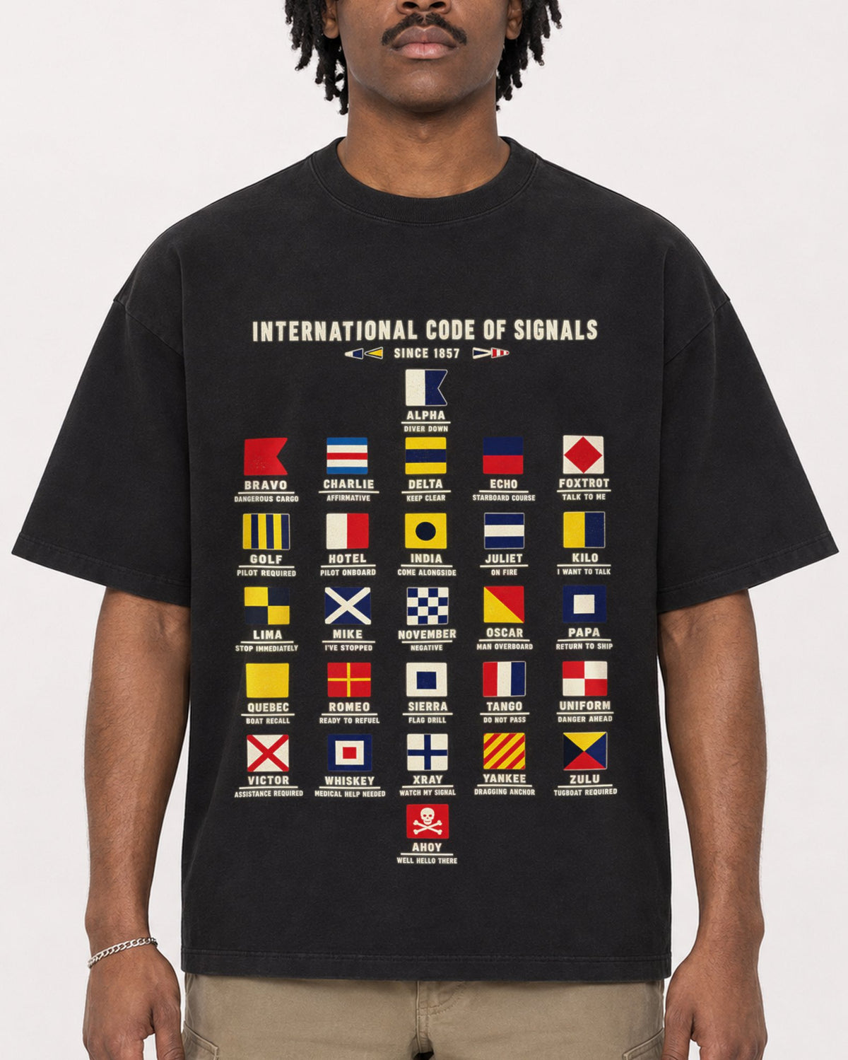 Mockup Boxy Heavyweight Tee Black male close-up 04