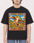 Mockup Boxy Heavyweight Tee Black male close-up 03