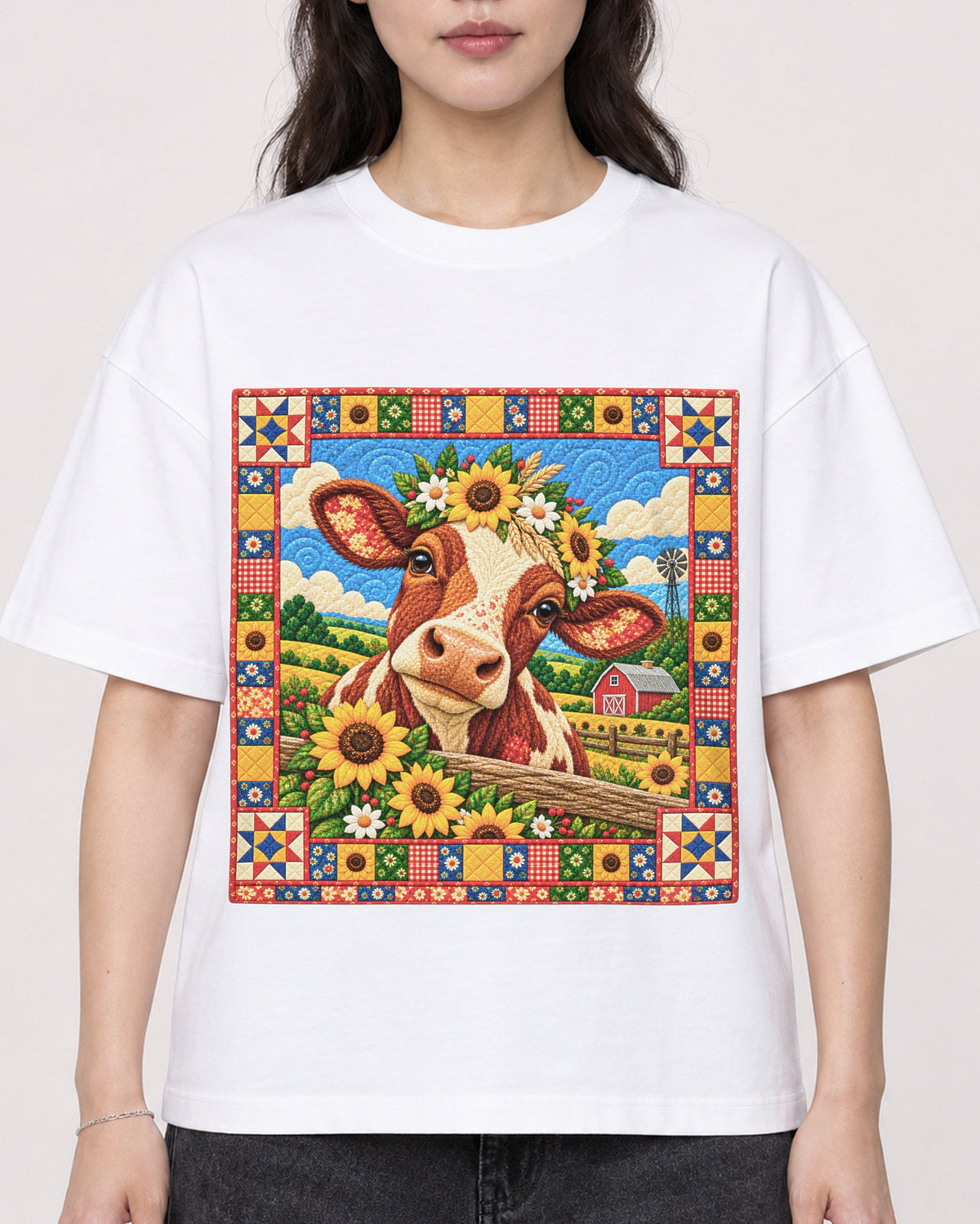 Mockup Boxy Heavyweight Tee White female close-up 03