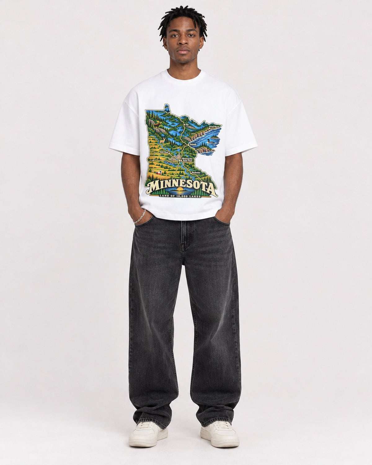 Mockup Boxy Heavyweight Tee White male full-body 05
