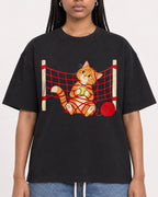 Mockup Boxy Heavyweight Tee Black female close-up 45