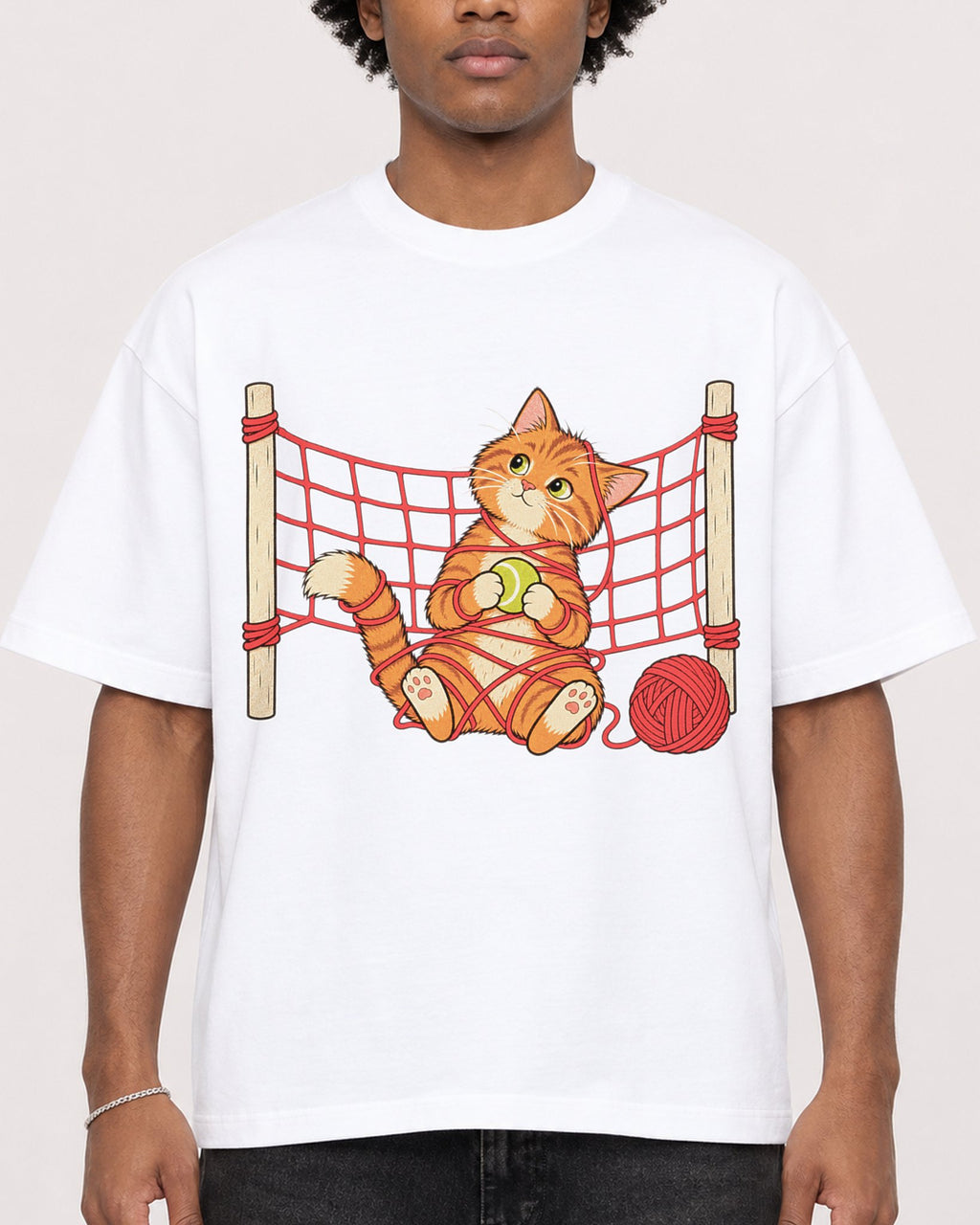 Mockup Boxy Heavyweight Tee White male close-up 45