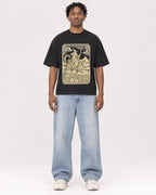 Mockup Boxy Heavyweight Tee Black male full-body 05