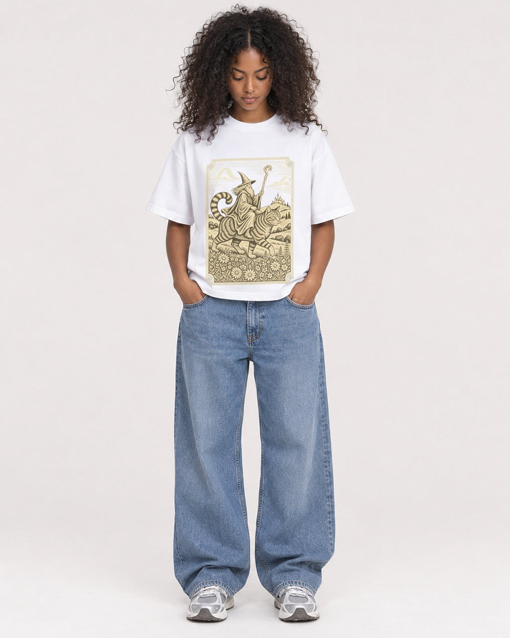 Mockup Boxy Heavyweight Tee White female full-body 05