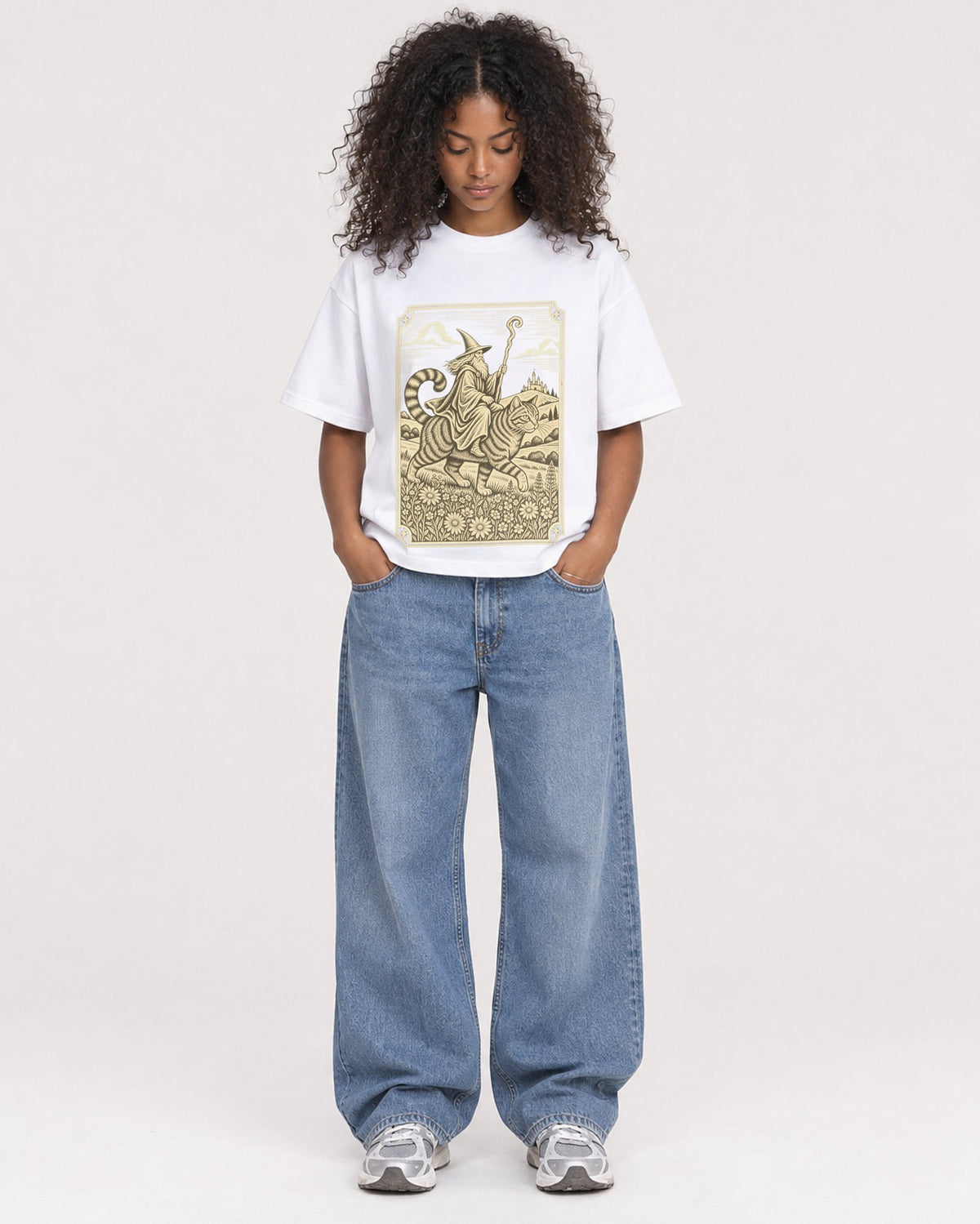 Mockup Boxy Heavyweight Tee White female full-body 05