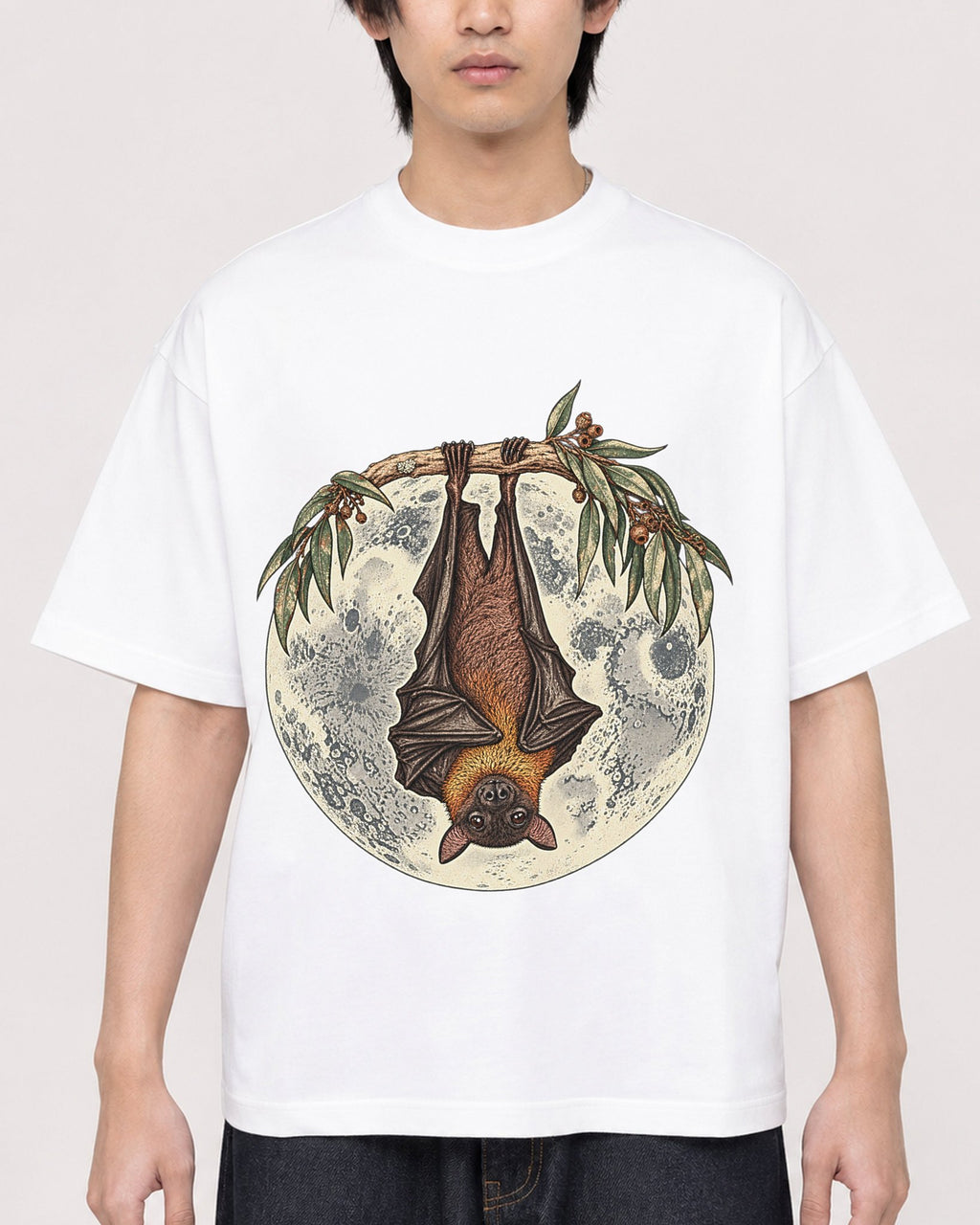 Mockup Boxy Heavyweight Tee White male close-up 11