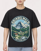 Mockup Boxy Heavyweight Tee Black male close-up 01