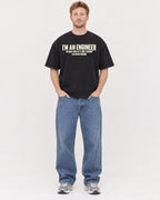 Mockup Boxy Heavyweight Tee Black male full-body 38