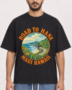 Mockup Boxy Heavyweight Tee Black male close-up 07
