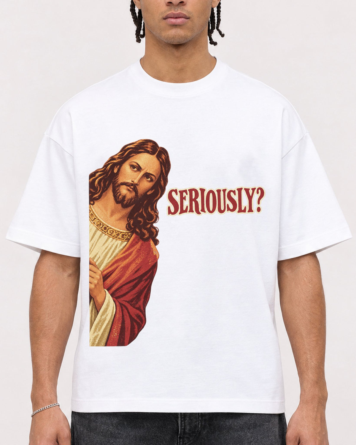 Mockup Boxy Heavyweight Tee White male close-up 40