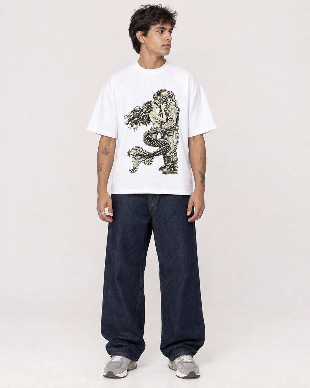Mockup Boxy Heavyweight Tee White male full-body 06