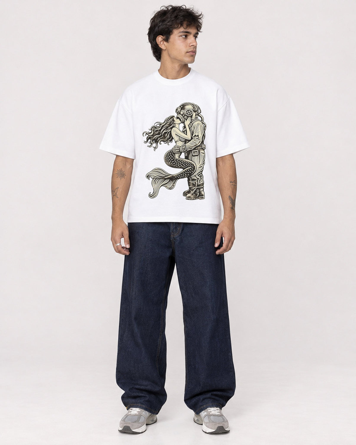 Mockup Boxy Heavyweight Tee White male full-body 06