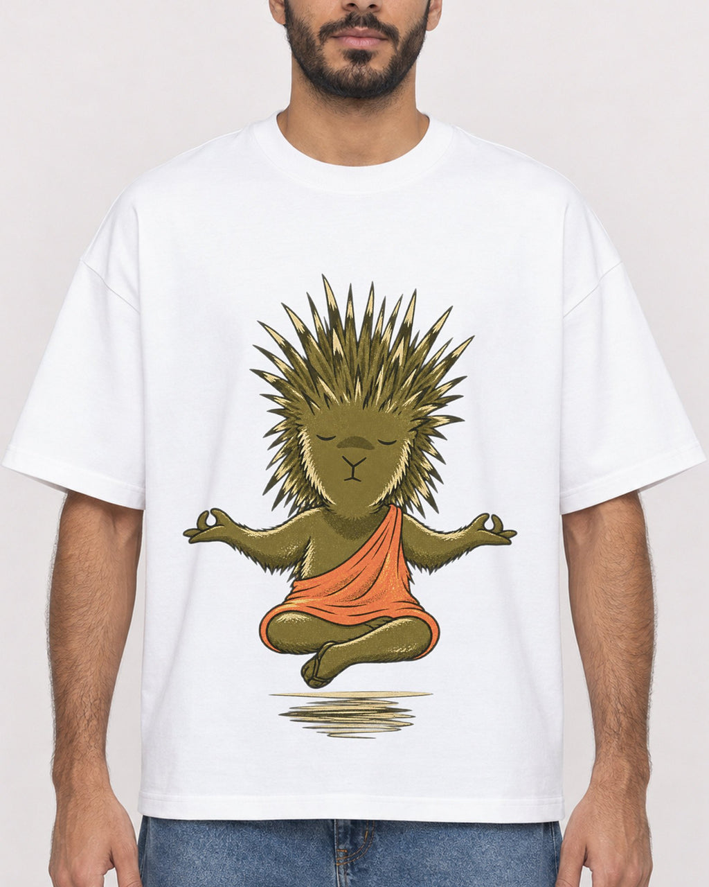 Mockup Boxy Heavyweight Tee White male close-up 07