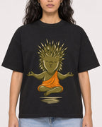 Mockup Boxy Heavyweight Tee Black female close-up 07