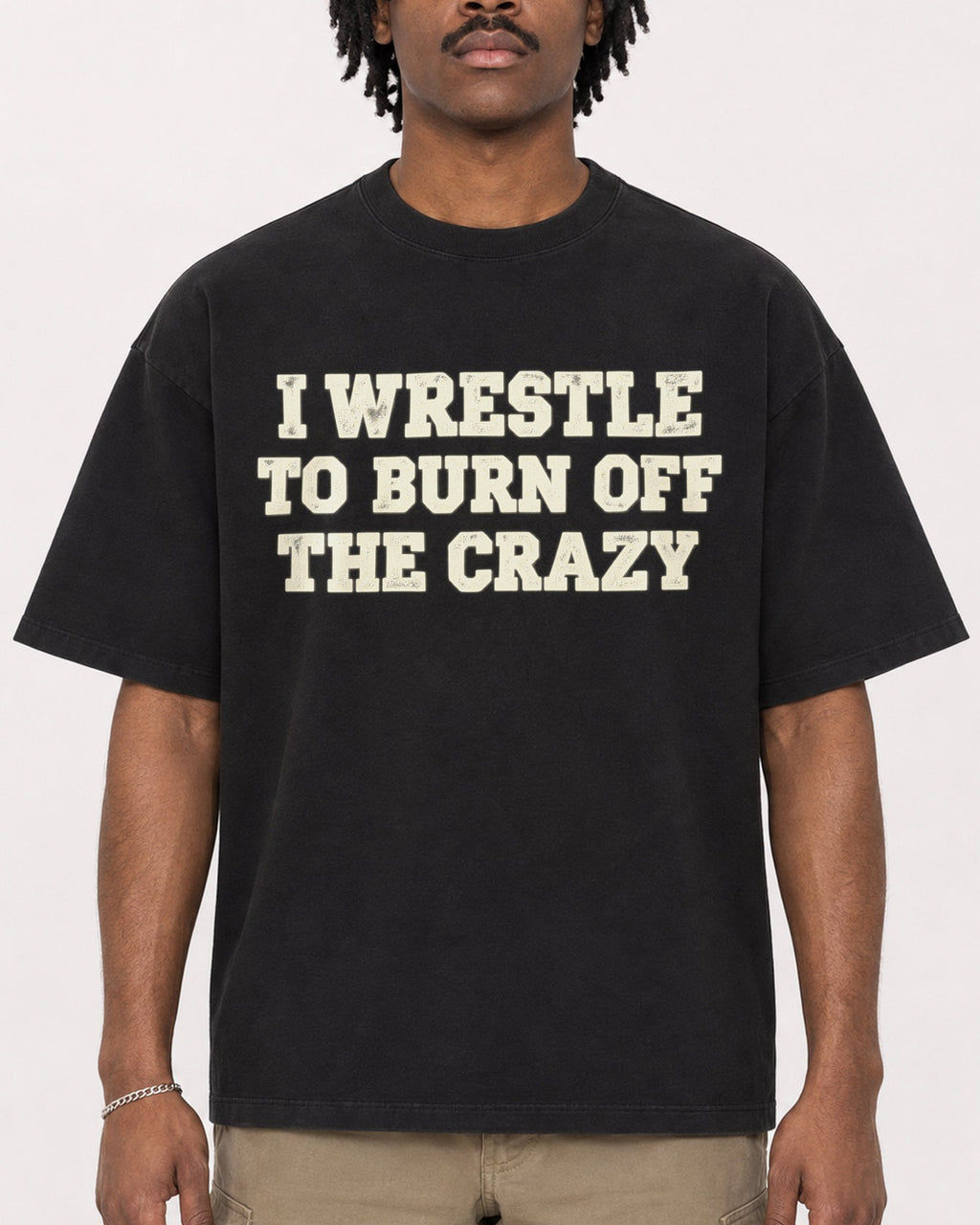 Mockup Boxy Heavyweight Tee Black male close-up 04