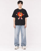 Mockup Boxy Heavyweight Tee Black male full-body 01