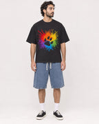Mockup Boxy Heavyweight Tee Black male full-body 47