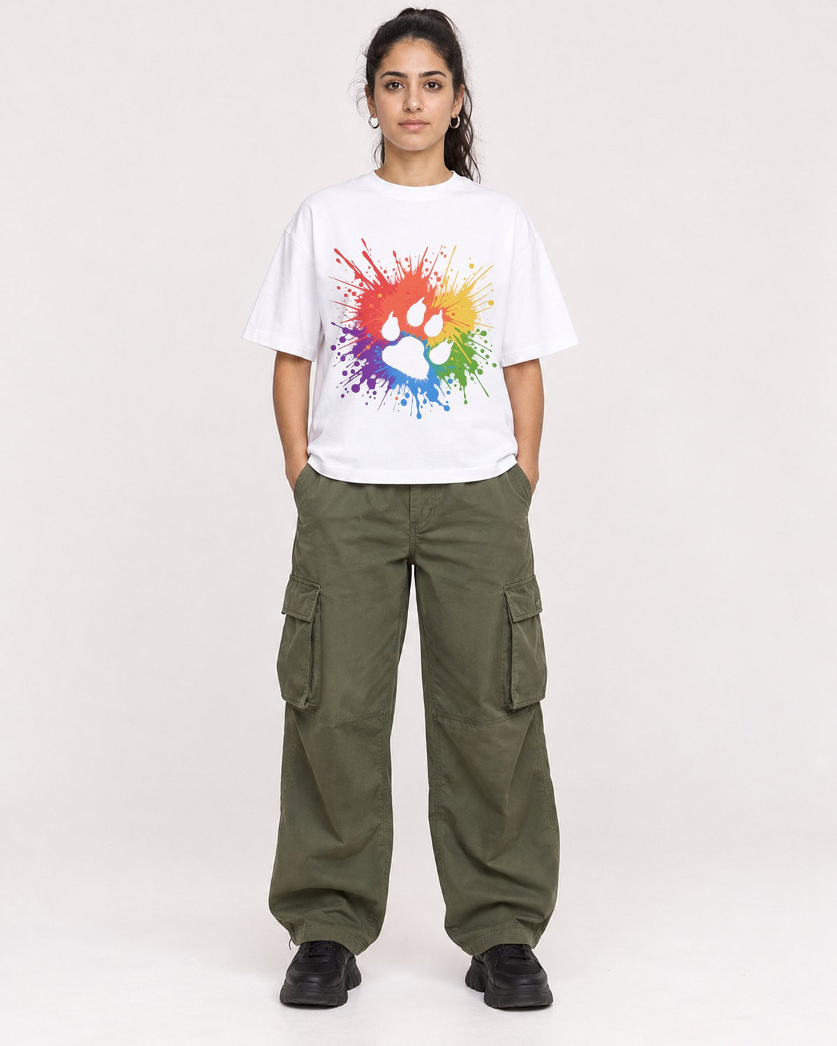 Mockup Boxy Heavyweight Tee White female full-body 47
