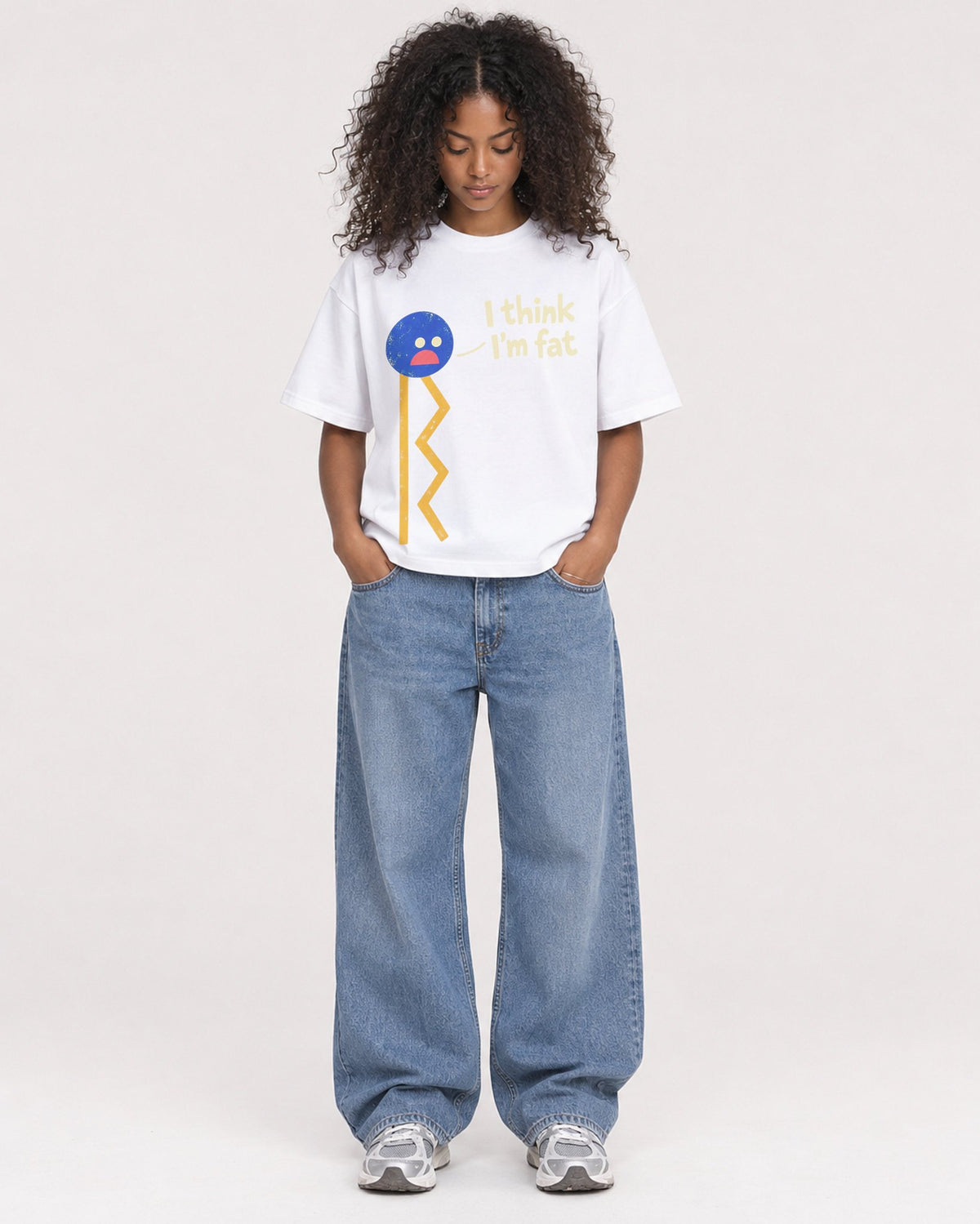 Mockup Boxy Heavyweight Tee White female full-body 05