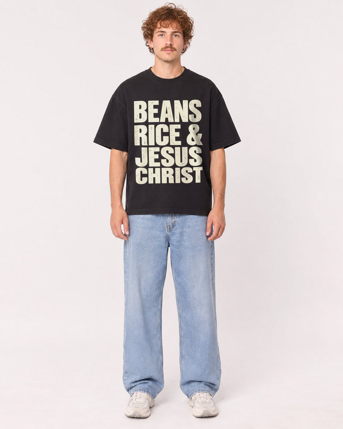 Mockup Boxy Heavyweight Tee Black male full-body 09