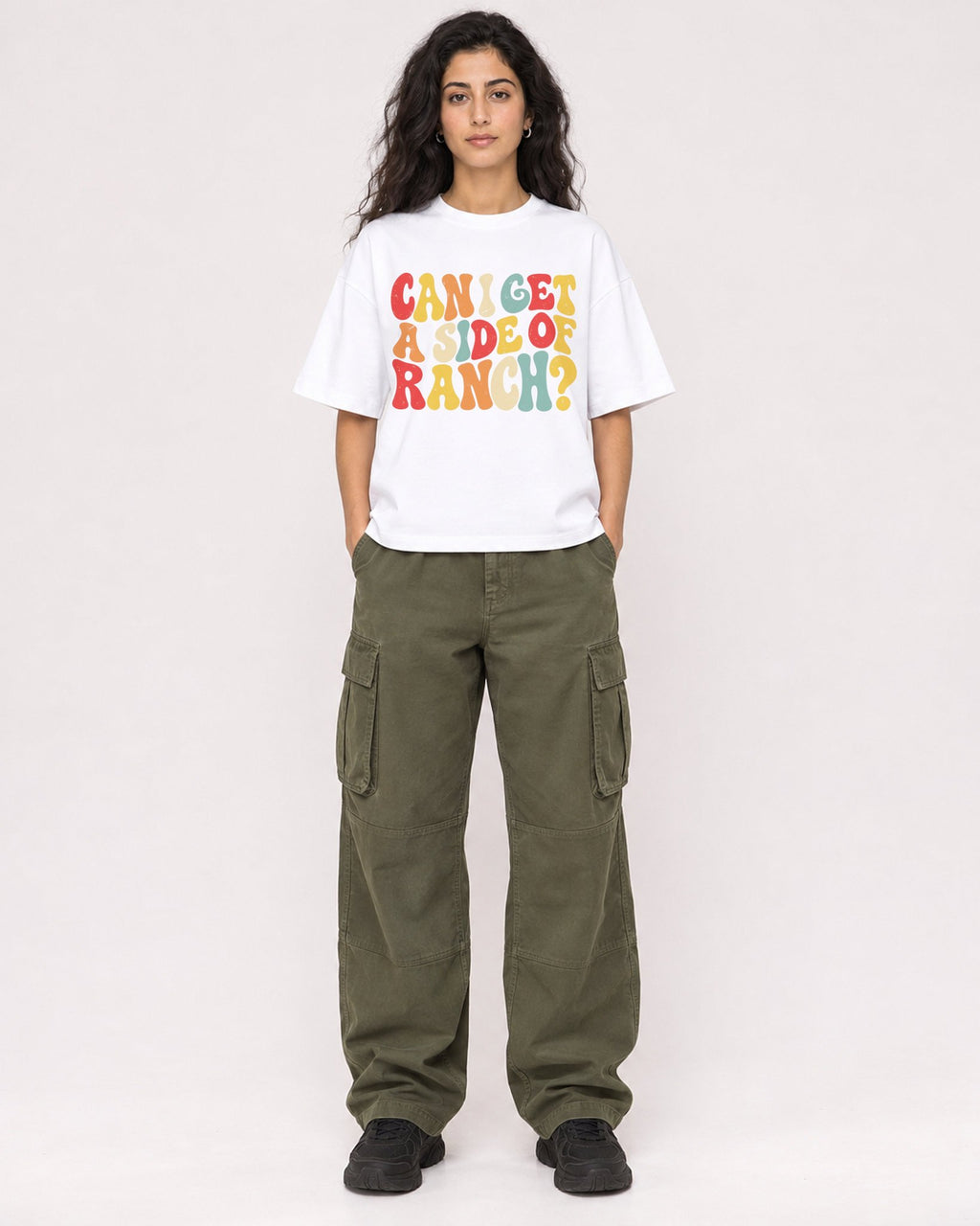 Mockup Boxy Heavyweight Tee White female full-body 07