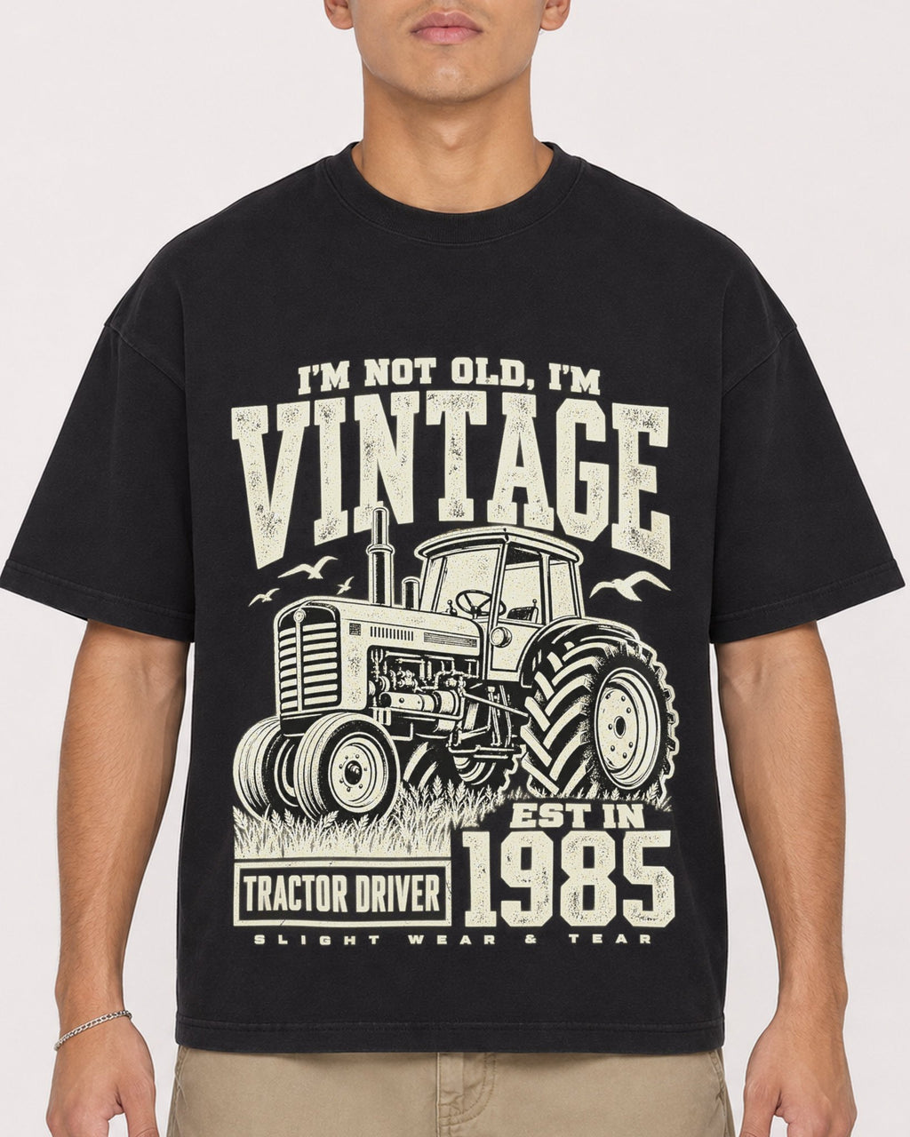 Mockup Boxy Heavyweight Tee Black male close-up 16