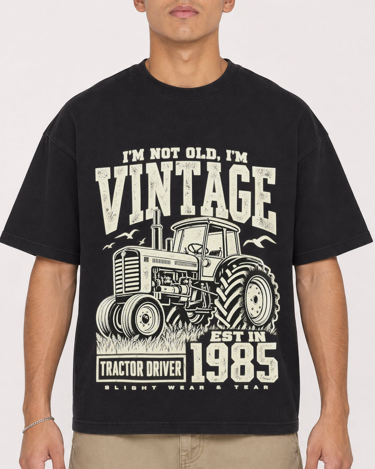 Mockup Boxy Heavyweight Tee Black male close-up 16