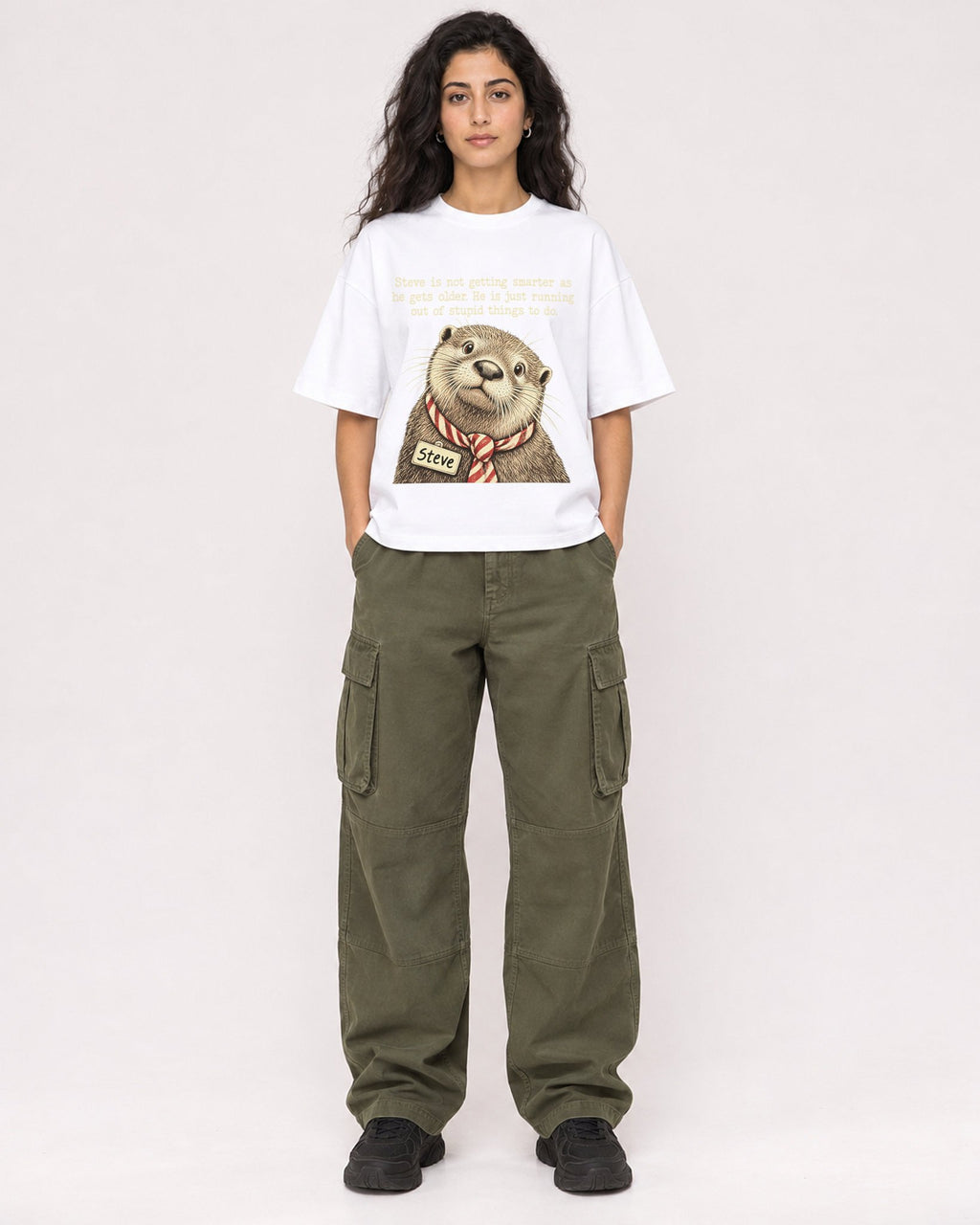 Mockup Boxy Heavyweight Tee White female full-body 07