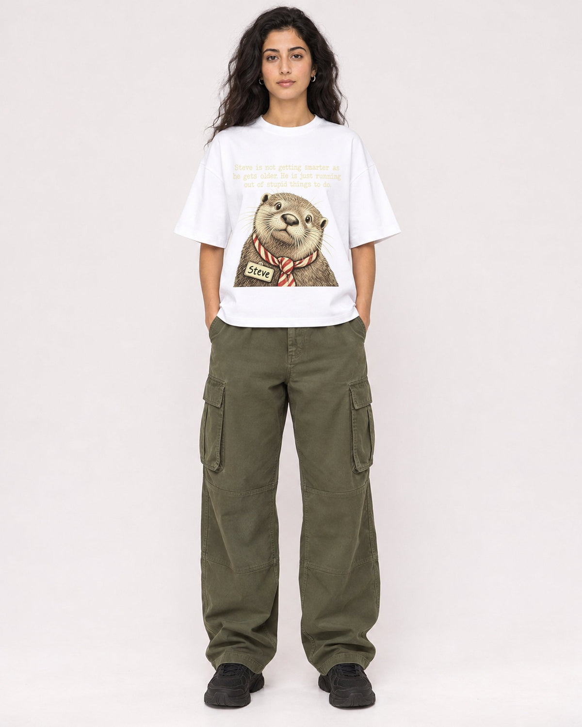 Mockup Boxy Heavyweight Tee White female full-body 07