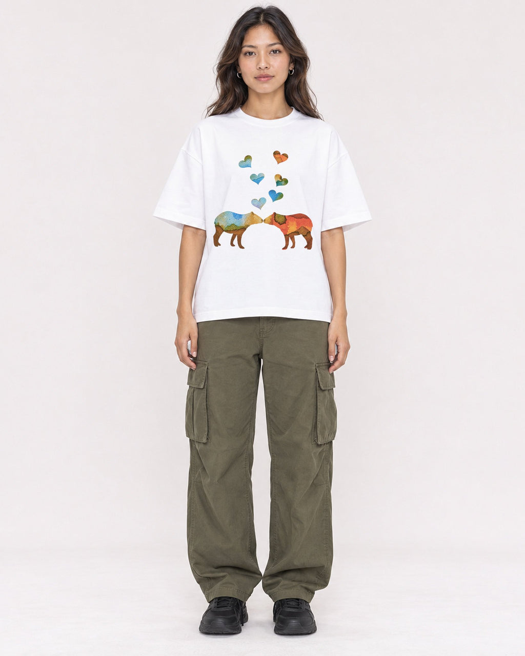Mockup Boxy Heavyweight Tee White female full-body 02