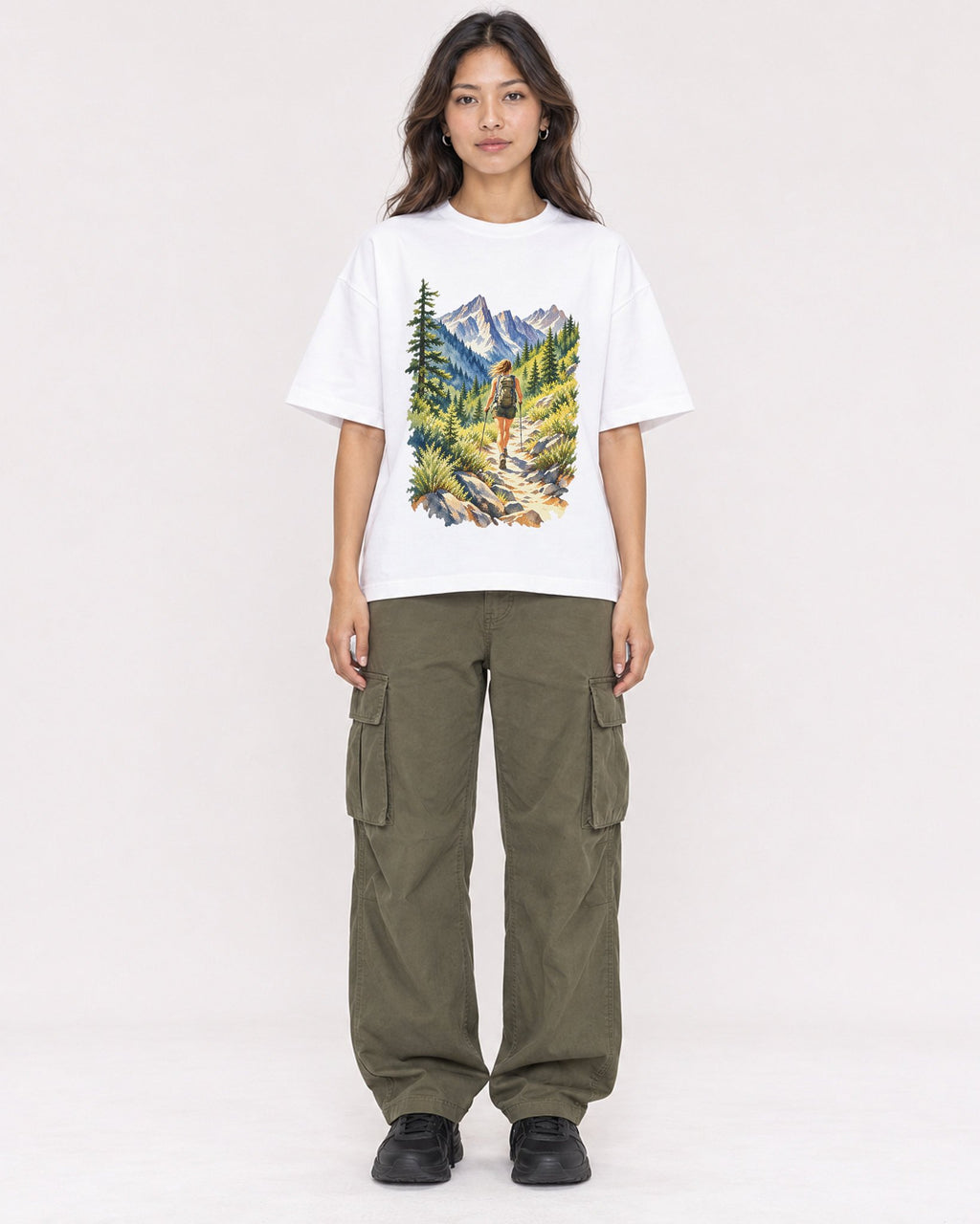 Mockup Boxy Heavyweight Tee White female full-body 02